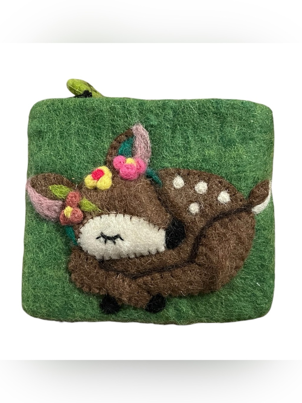 Adorable Green wool Deer Coin Purse